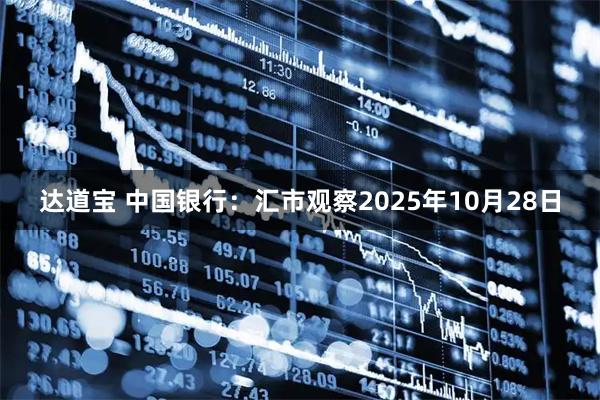 达道宝 中国银行：汇市观察2025年10月28日